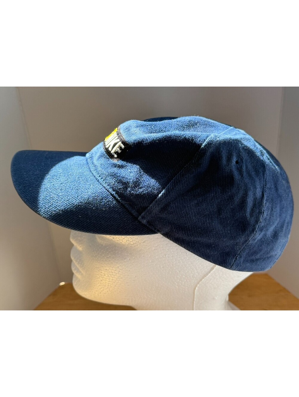 Vintage 90s Nike Youth Hat Blue Strapback Spellout Rectangle Logo Patch Cap - Picture 2 of 7